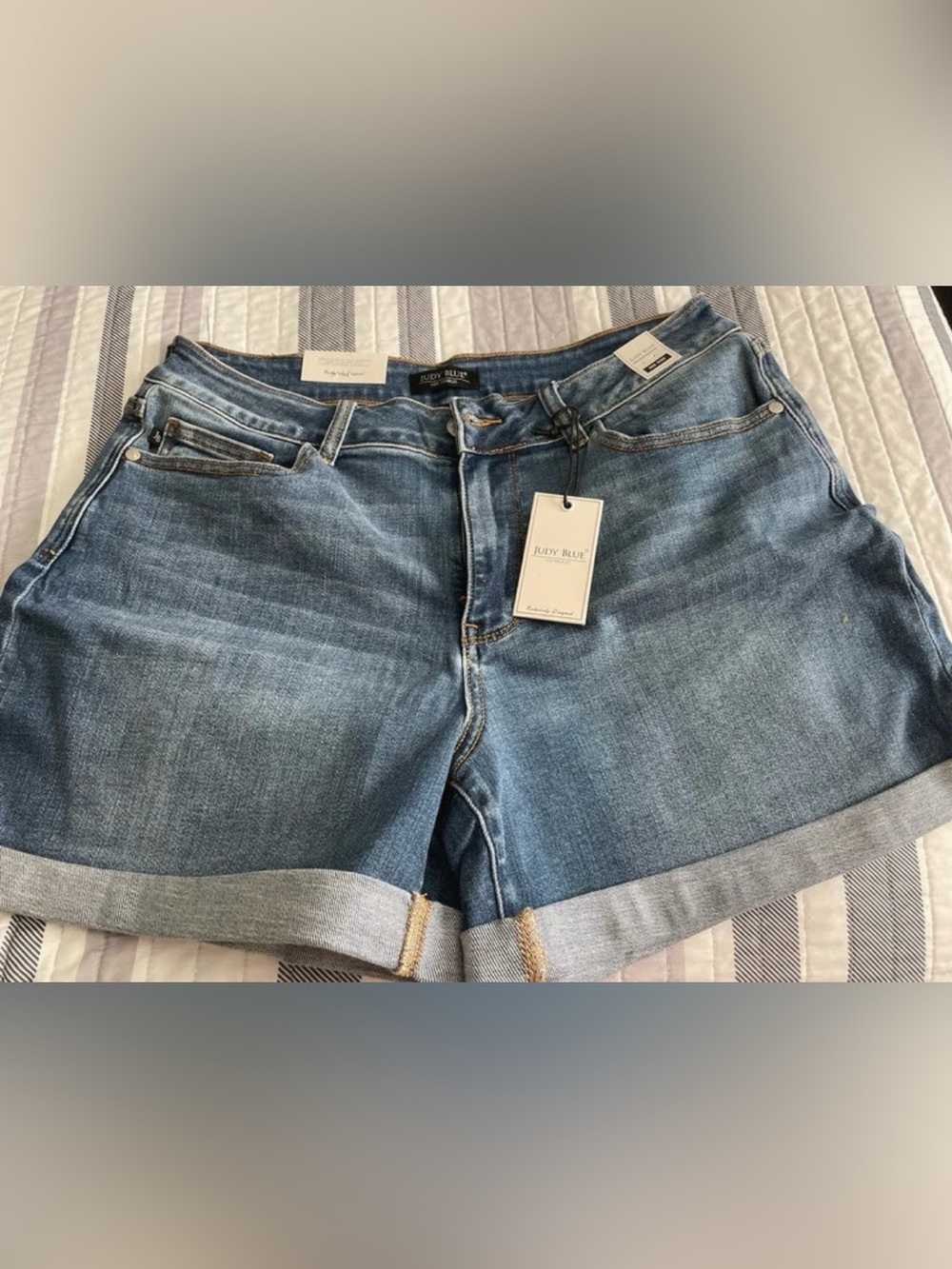 Judy Blue Medium Wash Denim Rolled Hem Shorts